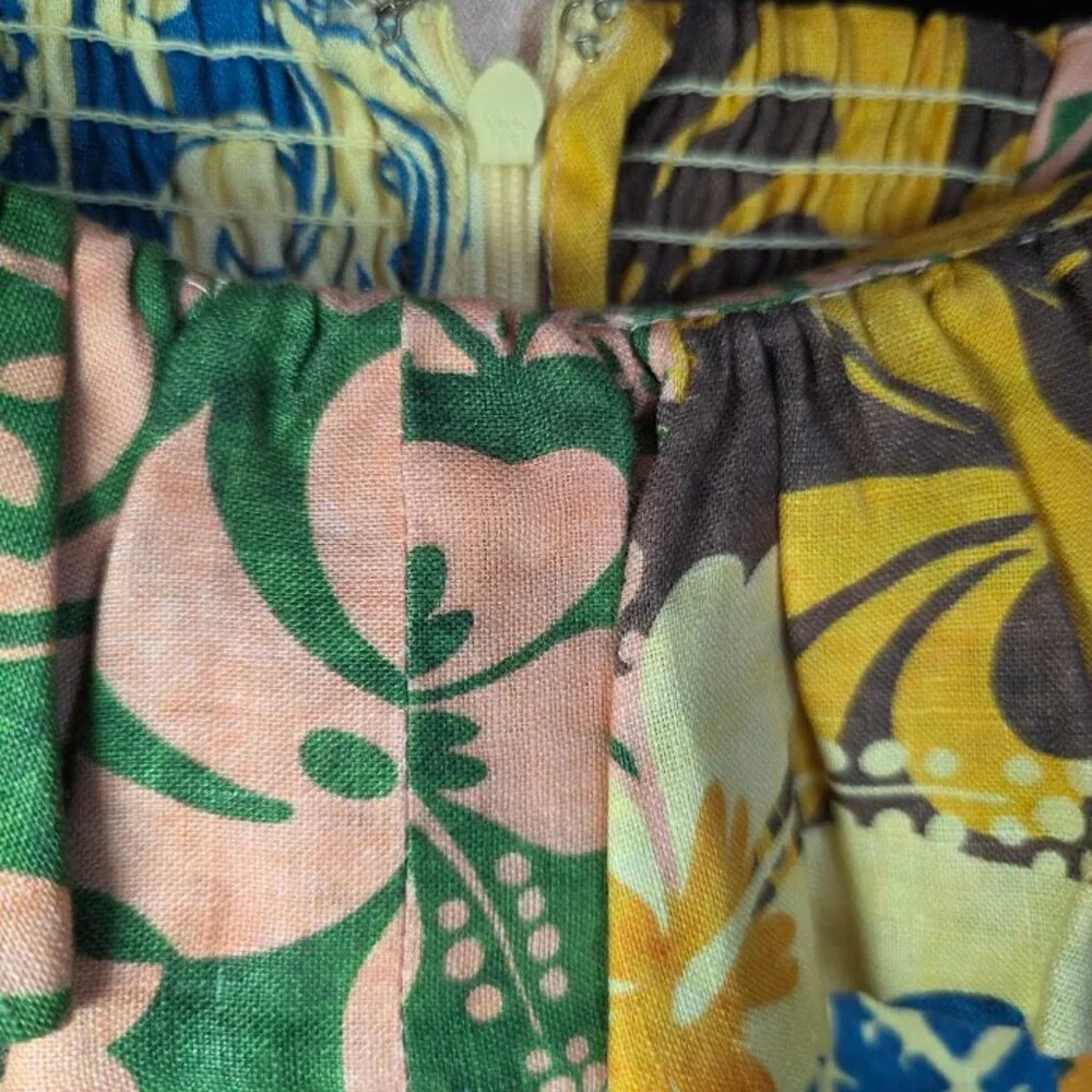 NWT ALEMAIS Archie Floral Linen Mini Flounce Dress 2 - Picture 5 of 13